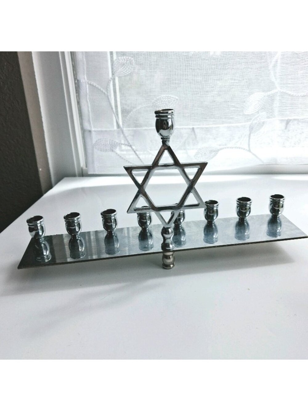 Vintage Menorah Israel Silver Tone Jewish Hanukkah